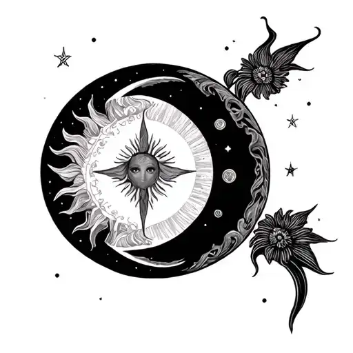 sun and moon tarot  tattoo design idea