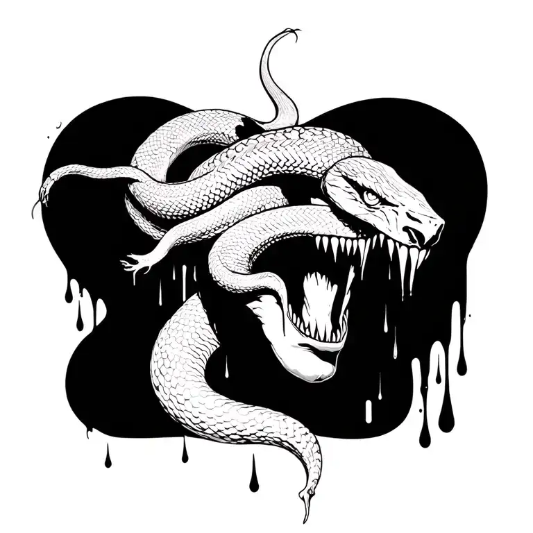 Loki intertwined with a snake dripping venom on head tattoo design idea