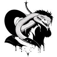 Loki intertwined with a snake dripping venom on head tattoo design idea