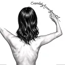 The words "Eventually, everything connects." in a small simple font between the back of the shoulders of a woman tattoo design idea