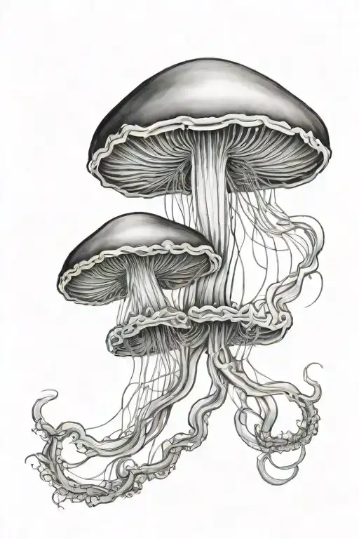 long mushroom jellyfish tattoo design idea