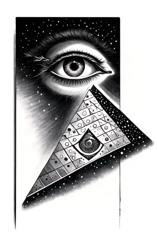 third eye pyramid tattoo with a perfect fervor incorporated in modern dot  tattoo design idea