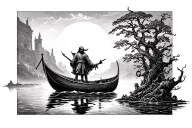 ferryman on the river styx tattoo design idea