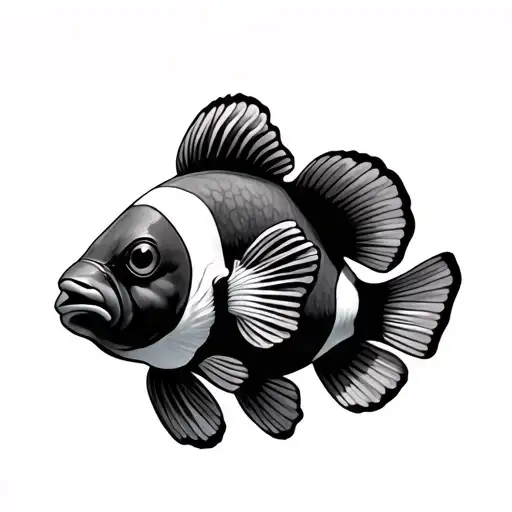 clownfish with an fpv drone flying tattoo design idea