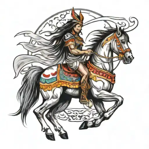 Native American carousel horse tattoo design idea