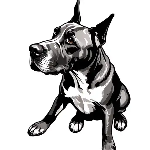 sailor jerry style great dane sitting tattoo design idea