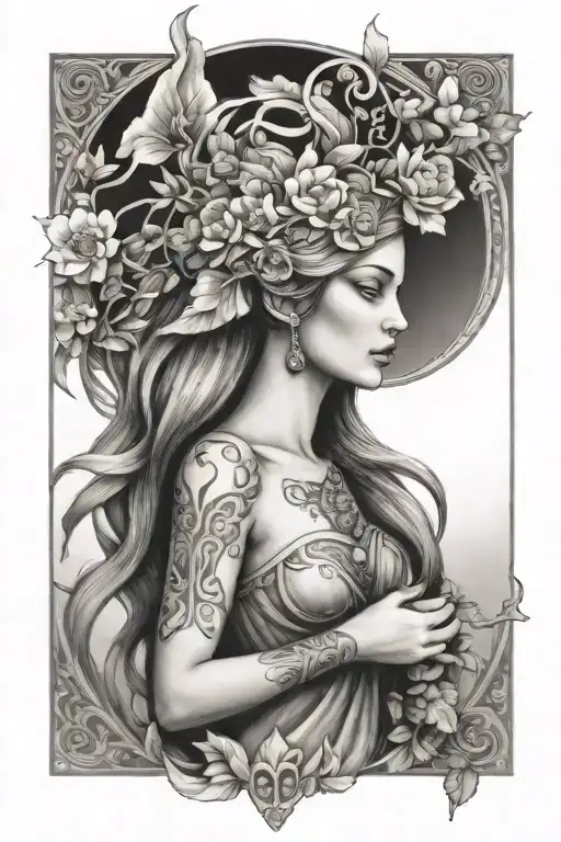 freya goddess of fertility  tattoo design idea