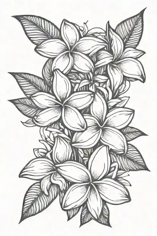 3 plumeria flowers intertwined tattoo design idea
