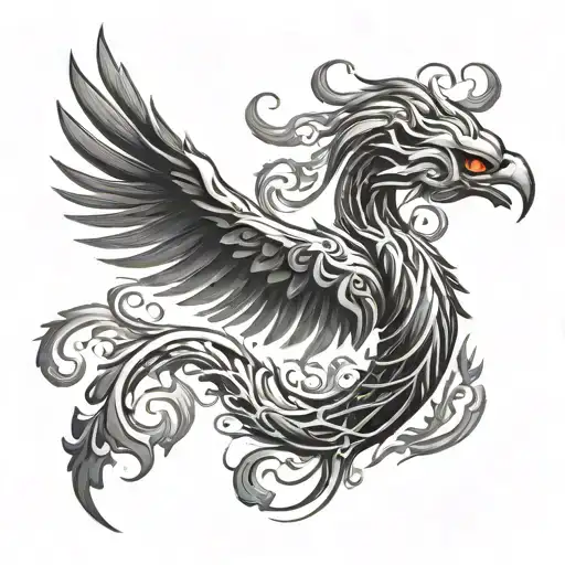 A phoenix rising from the flames in the shape of a scorpion tattoo design idea