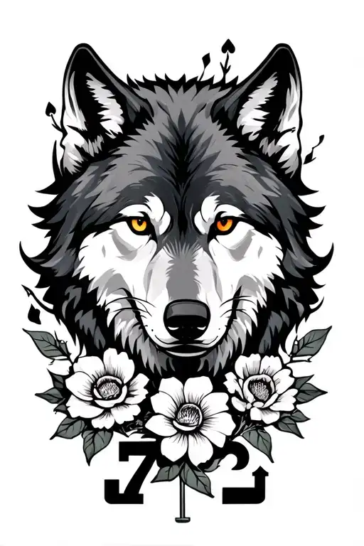 wolf, 7 and 2 cards, flower intertwined, hockey stick tattoo design idea