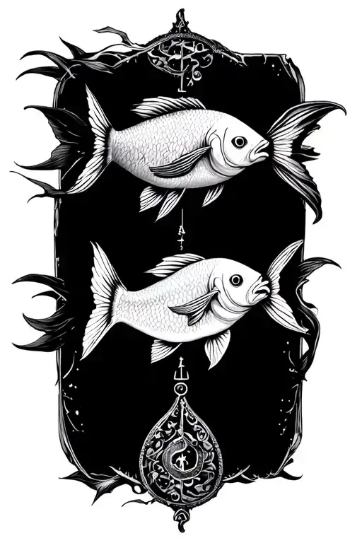 libra and pisces fish tattoo design idea