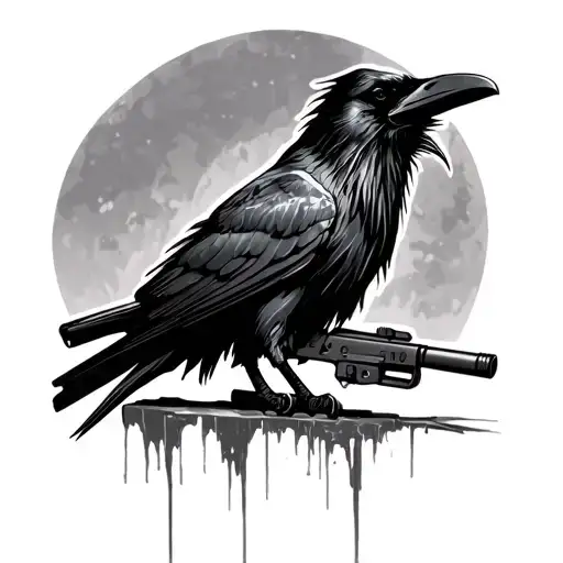 raven with a sniper rifle tattoo design idea