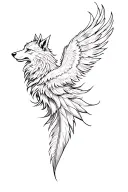 wolf phoenix feather tattoo design idea