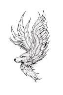 wolf phoenix feather tattoo design idea