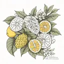 Fine Line realism tattoo linking Italy and Brazil, with Sicilian lemons and monstera deliciosa, minimalist tattoo design idea