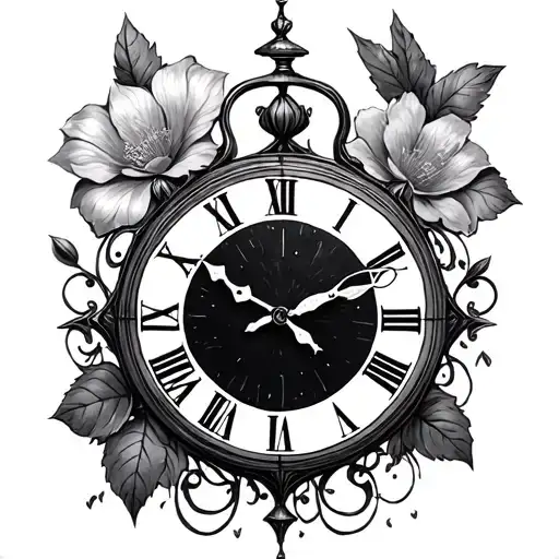 alice in wonderland clock face tattoo design idea
