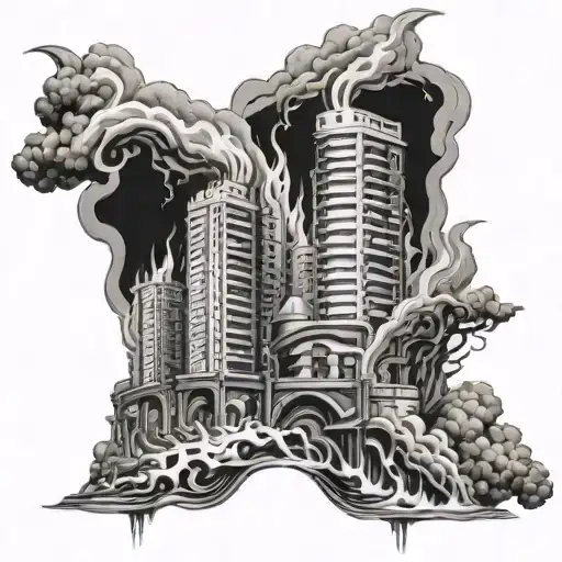 Burning City tattoo design idea