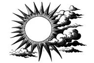 sun rays and clouds floating tattoo design idea