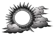sun rays and clouds floating tattoo design idea