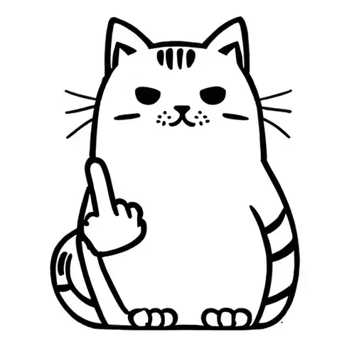 a cat giving the middle finger tattoo design idea