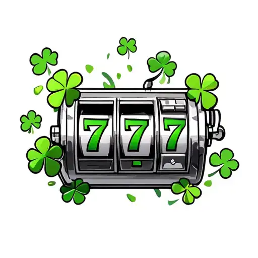 777 extra large behind a slot machine reel with clovers for accents   tattoo design idea