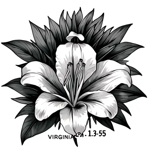 "Virginia 6-24-55   3:16" Tiger Lily tattoo design idea