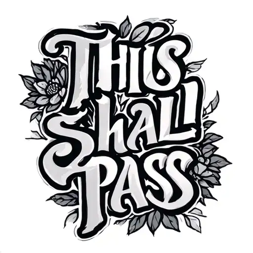 Simple font slightly bold with the words "This Too Shall Pass" and simple line work around it tattoo design idea