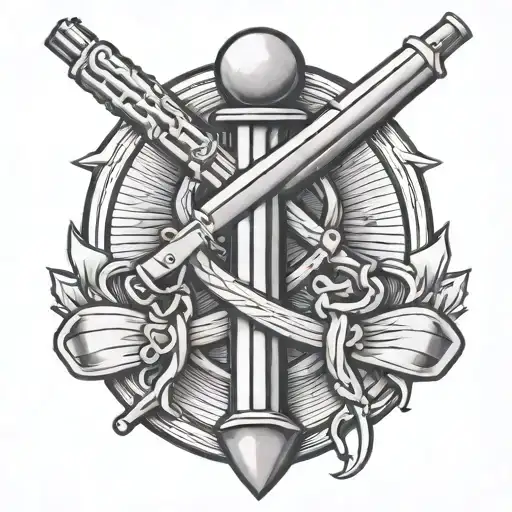 infantry cross rifles, 8 service stripes tattoo design idea