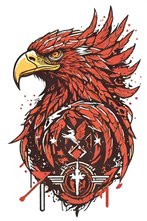 Tribes Blood Eagle logo with cyber sigilism wrapped in space tattoo design idea