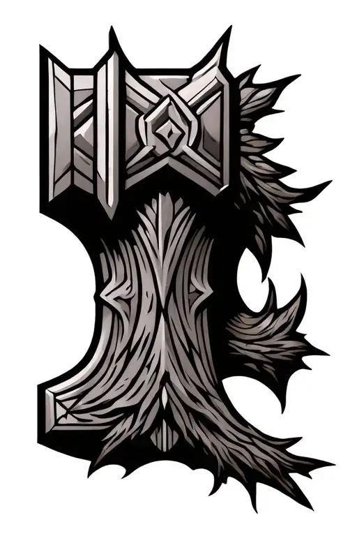 helm of awe oak tree mjolnir hammer tattoo design idea