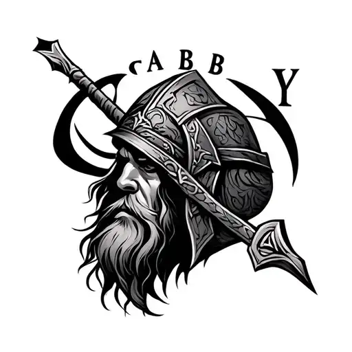 "Gabby" viking warrior tattoo design idea