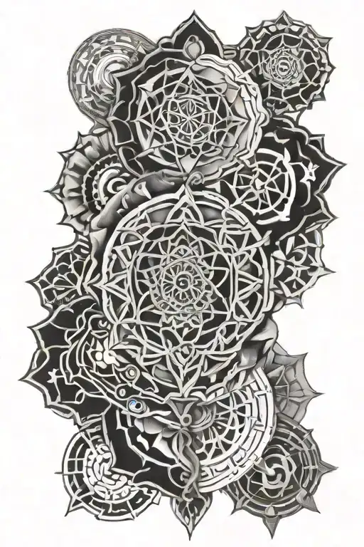 7 chakra symbols tattoo design idea