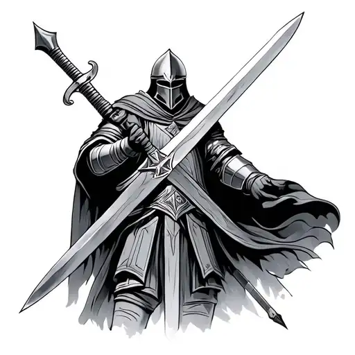 knights Templar knight with a sword  tattoo design idea