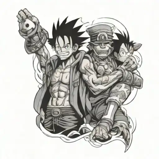 gear 5 luffy and boa hancock tattoo design idea