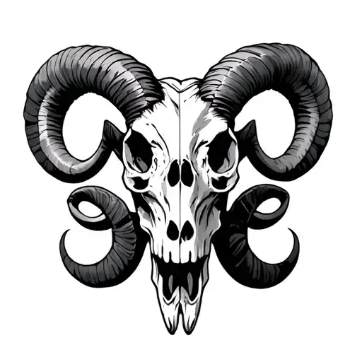 Aries ram skull and Gemini twins riding tattoo design idea