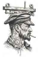 man death penalty hung with flat cap tattoo design idea