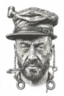 man death penalty hung with flat cap tattoo design idea