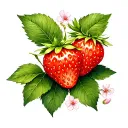 strawberries cherry blossom tattoo design idea