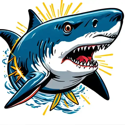 shark with laser beam on its head  tattoo design idea