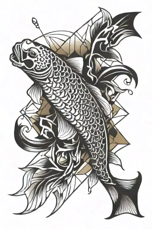 koi fish geometrical shapes tattoo design idea