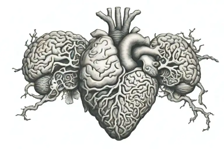brain vs heart tattoo design idea