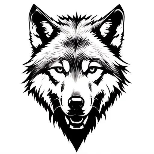 wolf approaching tattoo design idea