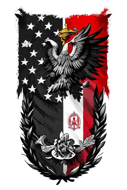 Albanian flag mixed with American ideas based tattoo design idea