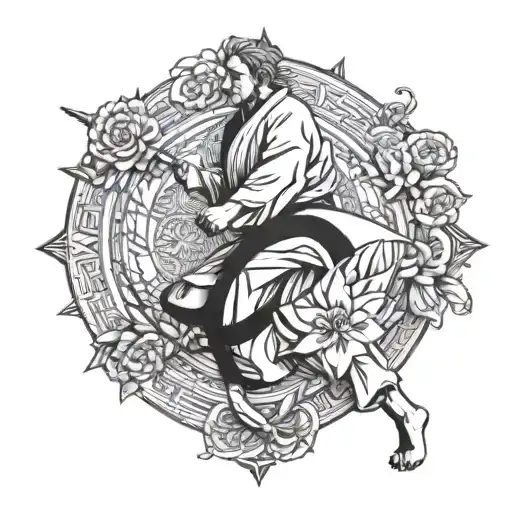 judo figter backwards tattoo design idea