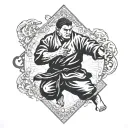 judo figter backwards tattoo design idea