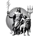 Zeus holding a lightning bolt, Poseidon with trident, hades with Cerberus  tattoo design idea