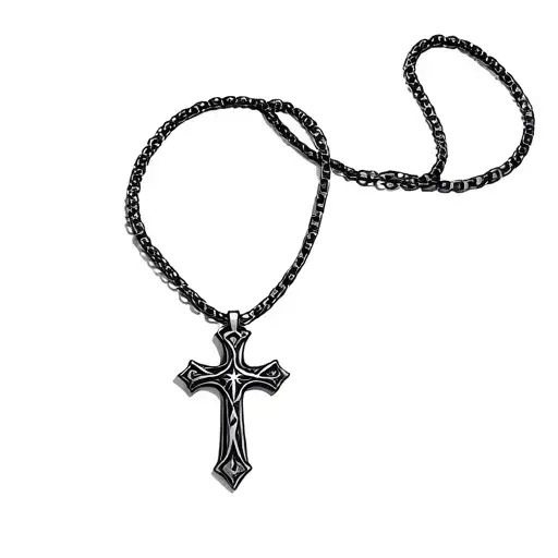 cross pendant necklace tattoo design idea
