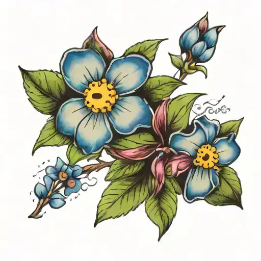 forget me not flower with words see the good  tattoo design idea