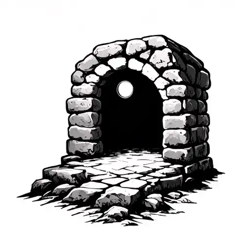 Empty tomb symbolising Jesus rising from the dead tattoo design idea