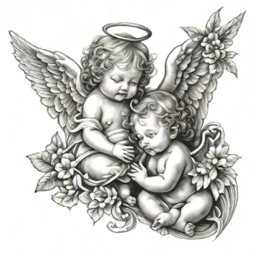 3 baby angels tattoo design idea